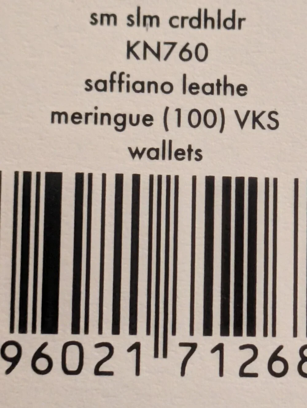 Kate Spade New Slim Card Holder Saffiano Leather Meringue Color